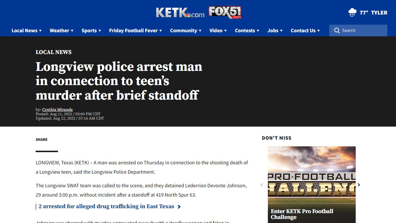 Longview police arrest man in connection to teen's murder after brief ...
